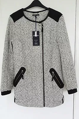 M&s Grey Mix Shoulder Patch Herringbone Cocoon Coat Size Uk 6 8  • £59.99