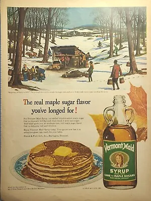 Vermont Maid Syrup Maple And Cane Sugars Burlington Party Vintage Print Ad 1950 • $16.77