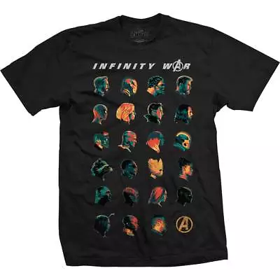 Marvel Comics Official Avengers Infinity War Head Profile Mens Black T-Shirt • £13.95