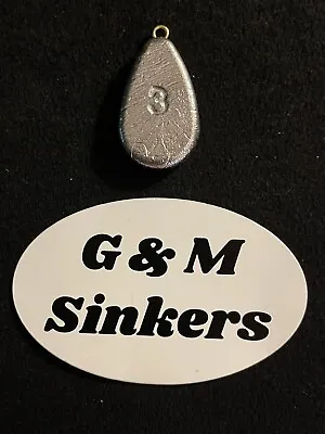 30 No Roll Sinkers 3 Oz W/Brass Eye Top Grade Lead Fishing Weights USA • $29