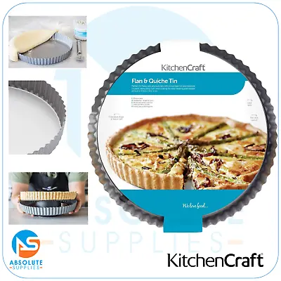 KitchenCraft Non Stick Flan Dish/Quiche Tin With Loose Base Round 25 CmSilver • £9.99