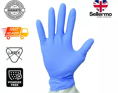 Extra Strong Blue Nitrile Disposable Gloves Powder-Free Latex-Free 100 Medium • £34.99