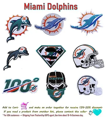 Miami Dolphins NFL Footballs  Patches Embroidery Iron Sew(From Thai By USPS) • $2.79