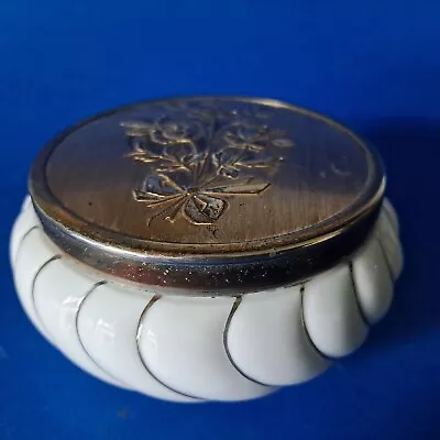 Vintage Matson Porcelain Vanity Powder Box Jar Container /  Gold Gilt Lid  • $10