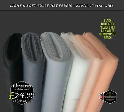 £3.99 • Buy SOFT & LIGHTWEIGHT TULLE/NET FABRIC - BRIDAL, EVENTS & CRAFTS - 280cm/110  Wide