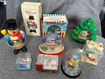 Vintage 1960’s Plastic Hong Kong Snow Globe Santa Reindeer Sleigh Water Ball Lot • $45