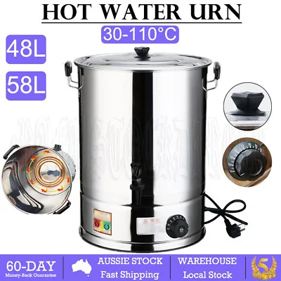 48/58L Hot Water Stainless Steel Urn With Concealed Element Boiler Tea Kettle AU • $126.99