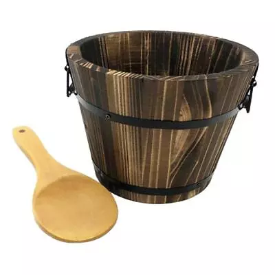 Wooden Rice Bucket Multipurpose Serving Bucket For Home Restaurant Cooking • $19.63