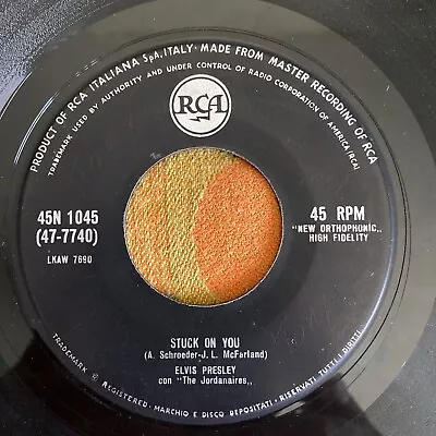 Elvis Presley Stuck On You  Original Italy 7” 45 • $9.95