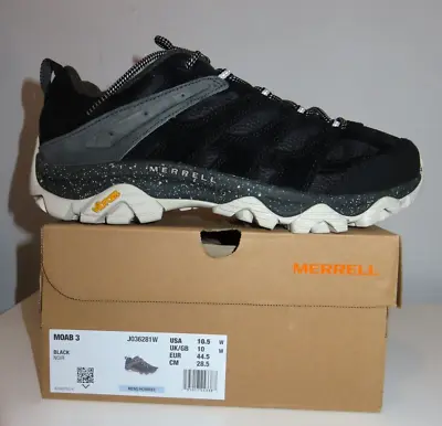 Merrell Men's Moab 3 Hiking Shoes BLACK NOIR J036281W US Size 10.5 W • $39.99