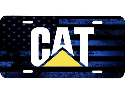 Cat Caterpillar Distressed Blue American Flag Vehicle License Plate Tractor Tag • $13.95