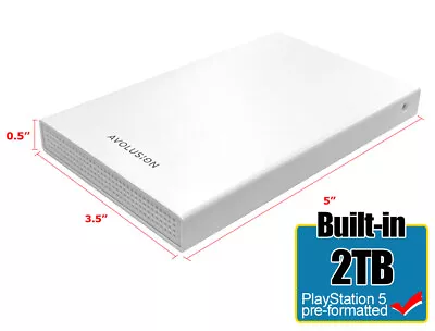 Avolusion HD250U3-WH 2TB USB 3.0 Portable External Gaming PS5 Hard Drive  • $69.99