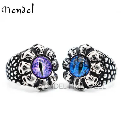 MENDEL Goth Mens Motorcycle Biker Skull Evil Eye Ring Stainless Steel Size 7-15 • $10.99