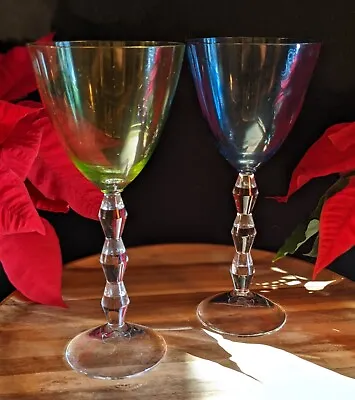 Lenox Wine Ciroc Glasses 8 Oz One Green One Blue • $18