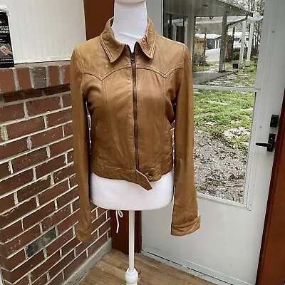 Mike And Chris Tan/ Brown Buttery Soft 70s Inspired Leather Jacket • $98