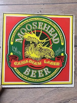 Vintage Moosehead Beer Canadian Lager Framed Glass Sign 6” X 6” Man Cave Bar • $14.95