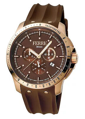 £480.70 • Buy Ferre Milano Men's FM1G078P0021 Chronograph Rose-Gold IP Silicone Date Watch