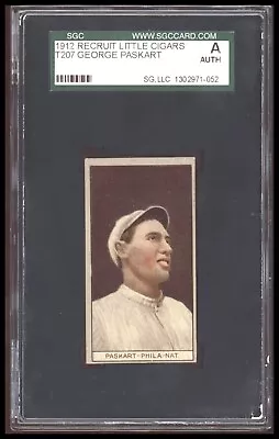 1912 T207 Dode Paskert SGC Authentic Recruit Little Cigars Paskart • $85.52