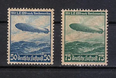 Germany 1936 MNH OG Mi 606-607 Sc C57-C58 Hindenburg Luftschiff Zeppelin 07 ** • £40.54