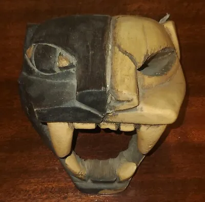 Jungle Jaguar Head Hand Carved Mayan Aztec Mexican Folk Art • $49.99