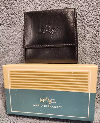 MARIO HERNANDEZ Small Coin Purse W/ Snap Black Leather - Qwik Ship! • $18.98
