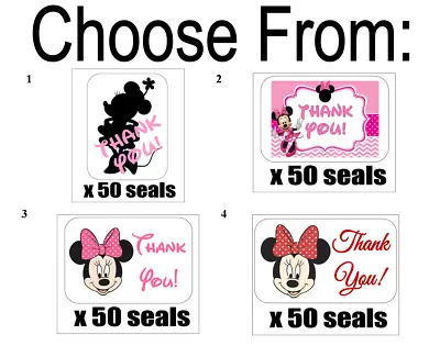 50 Minnie Mouse Thank You Envelope Seals / Labels / Stickers 1  X 1.5  • $2.15