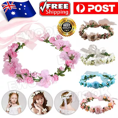 Women Girl Crown Wreath Wedding Flower Headband Garland Hair Band Floral Garland • $6.25