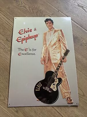 Elvis & Epiphone Tin Sign: The E Is For Excellence. 1997 Gibson Guitars. NICE! • $25