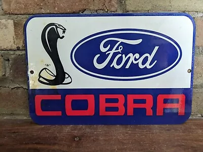 Vintage Ford Cobra Motor Co. Dealership Porcelain Sign 8  X 12  • $168.99