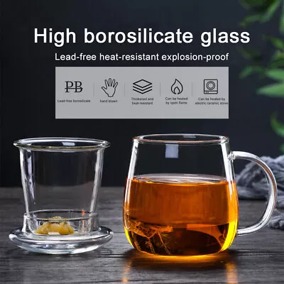 550ml Chinese Style Tea Mug With Lid Filter Transparent Drinkware Coffee Tea Cup • $15.19