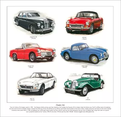 CLASSIC MG  FINE ART PRINT - TF MGA Coupe MGB Mk1 Midget MkII MGC GT Magnette ZB • $7.16