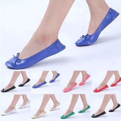 Women Foldable Portable Travel Ballet Flat Roll Slipper Shoes Dance Party Shoes • $11.49