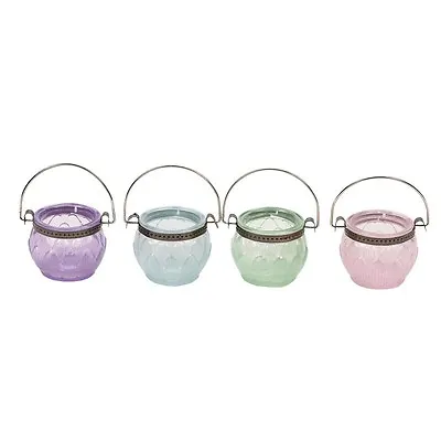 £6.40 • Buy Elegant Glass TEALIGHT HOLDER ~ ~ ~ Hanging Handle Hook Tea Light Candle Pastel 