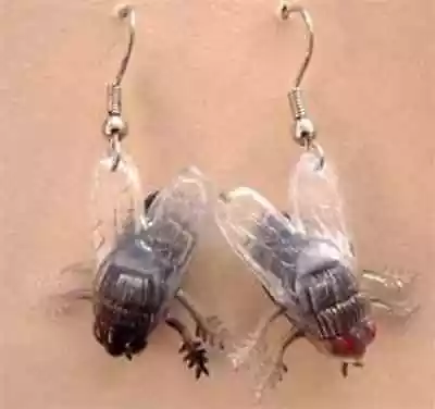 Funky FLY FLIES EARRINGS Gothic Horror Fishing Bug Picnic Insect Costume Jewelry • $4.97