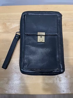 Vintage Carlo Amboldi Genuine Black Leather Travel Organizer/Bag Unisex • $40