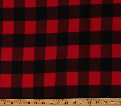 Flannel Buffalo Plaid Checkered Mammoth Flannel Cotton Fabric Print D275.25 • $11.95