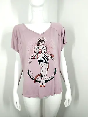 SALTROCK - Size 8 - Quirky Pale Purple T-Shirt Vintage Retro Sailor Girl SUMMER • £9.99