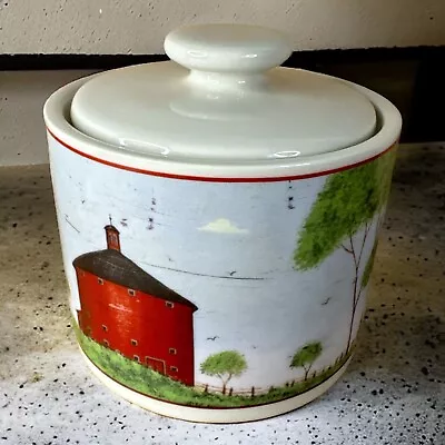 Warren Kimble 1998  Barns  By Sakura NY -  Sugar Container Great Condition • $12