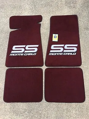 Carpeted Floor Mats - Large Gray Monte Carlo SS On Maroon • $139.99