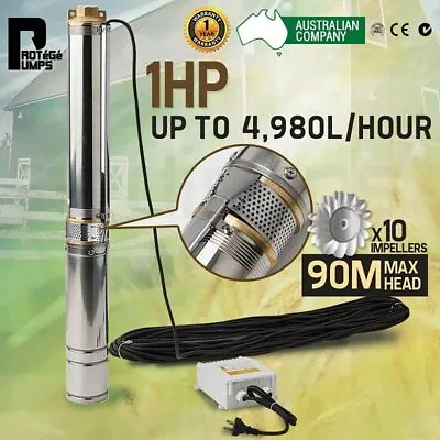 $299 • Buy 【EXTRA10%OFF】1HP Submersible Bore Water Pump Deep Well Irrigation Stainless