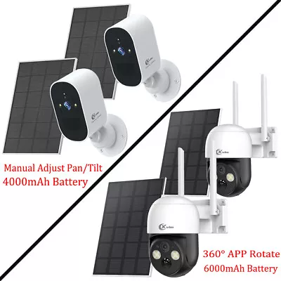 4MP WiFi Solar Camera 2PK Wireless Security Camera System Color Night Vision • $75.99