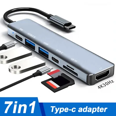 $29.99 • Buy 7-in-1 Type C To HDMI Adapter Hub 4K For MacBook/Pro/Air/iMac/Ipad Pro USB 3.0