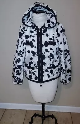 Moncler Ladies Nylon Zip Up FLORAL Black White Hoodie Rain SPRING Jacket Size XS • $99