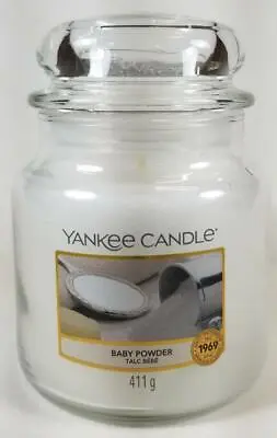 Yankee Candle BABY POWDER Medium Jar 14.5 Oz White Housewarmer New Wax • £32.79