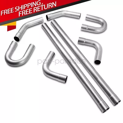 DIY 2X Straight& 45 90 Degree& U-Bend 8 Pcs 2.5 OD Mild Steel Exhaust Piping Kit • $82.99