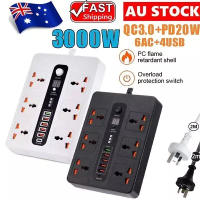 3000W Power Board PD20W 6 Way 4 USB Outlets Socket Charger Ports Surge Protector • $9.89