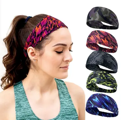 Mens Women Sweat Sweatband Headband Yoga Gym Running Stretch Sports Head Band • $5.99