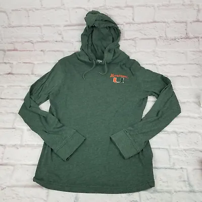 Miami Hurricanes Mens T-Shirt Hooded Long Sleeve Green Size Small • $10.25