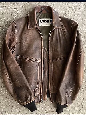 Vintage Schott Leather Bomber Jacket • $220