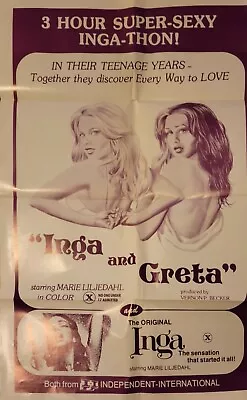 Inga & Greta Starring Marie Liljedahl 1968 X-Rated Movie Poster 41X27 SHIPS FAST • $29.99